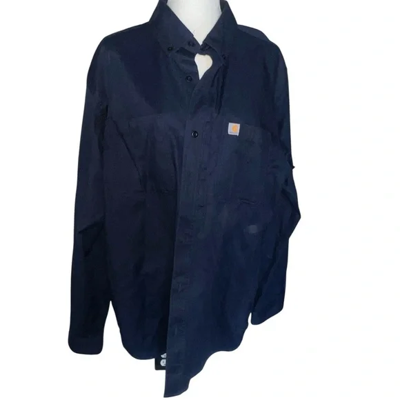 Carhartt Men's Casual Button Down Shirt - Dark Blue - Picture 1 of 5